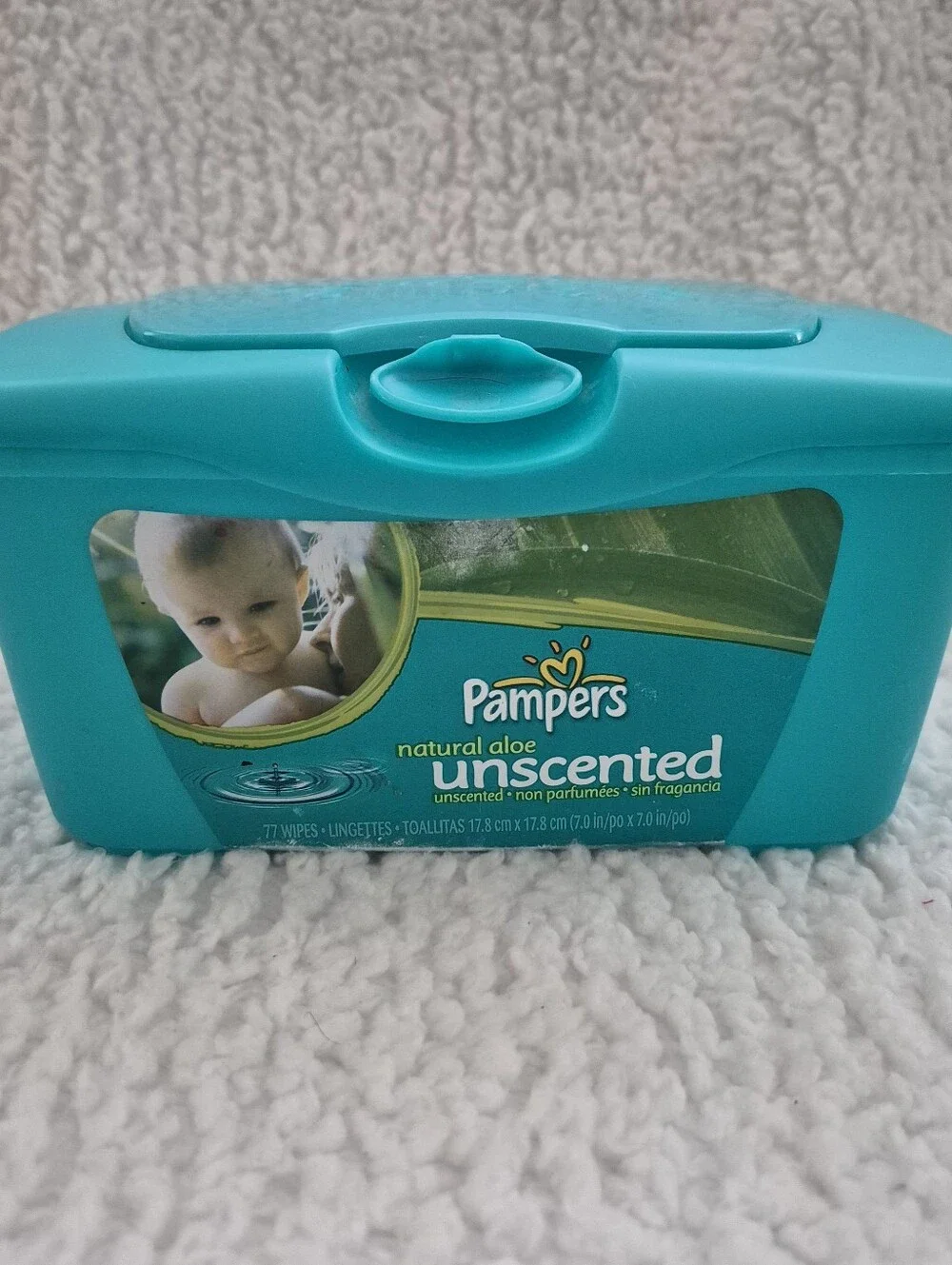 Pampers Baby Wipes Dispenser Box Empty Pop Up Container Blue Green